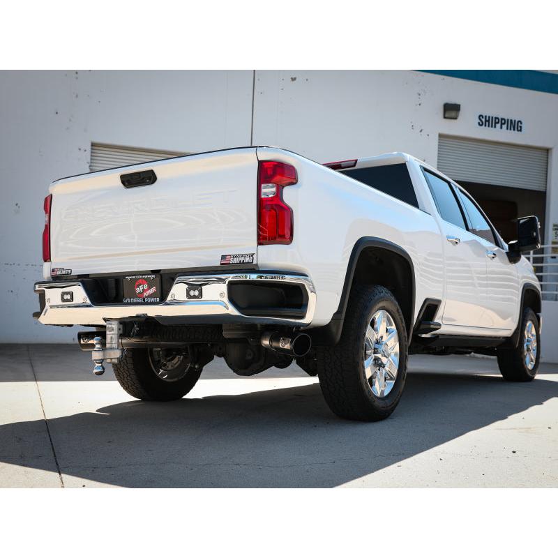 aFe Large Bore-HD 4in 409SS DPF-Back Exhaust System w/Black Tip 20 GM Diesel Trucks V8-6.6L (td) L5P-SR1 Performance