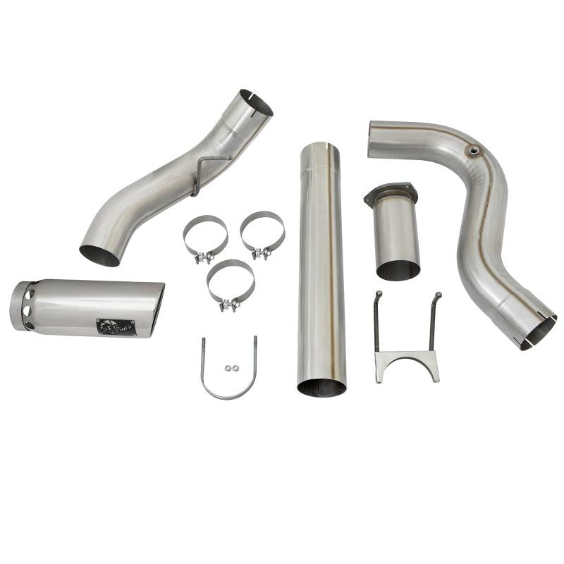 aFe LARGE BORE HD 5in 409-SS DPF-Back Exhaust w/Polished Tip 2017 Ford Diesel Trucks V8 6.7L (td)