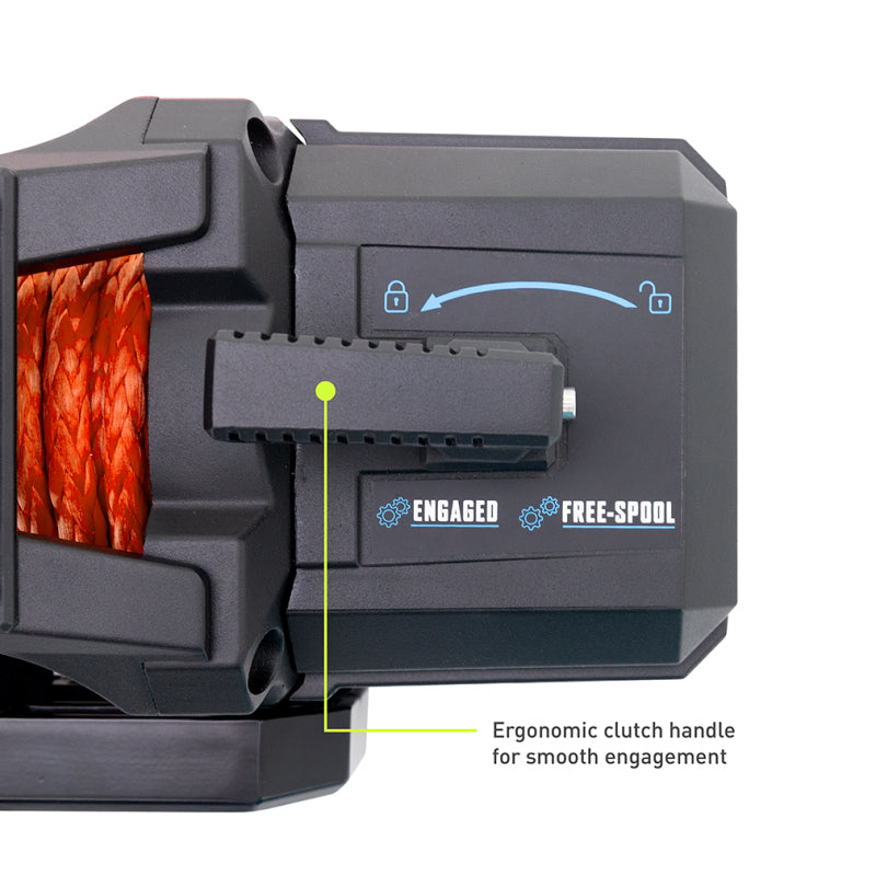 Borne Off-Road 12,000 lb Winch with Orange Synthetic Rope - Model BNWN-12-SOR