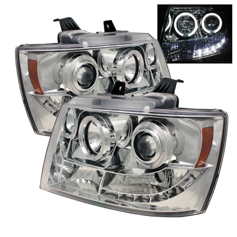 Spyder Chevy Suburban 1500 Projector Headlights LED Halo LED Chrome PRO-YD-CSUB07-HL-C