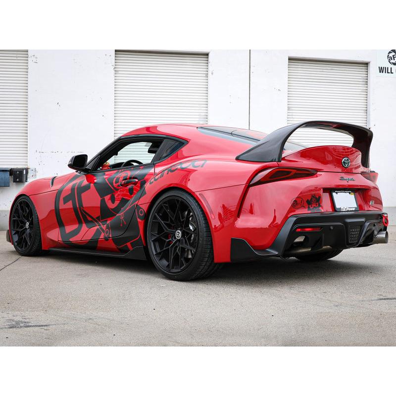 aFe POWER Takeda 2020 Toyota Supra L6-3.0L (t) 3.5in 304 SS CB Exhaust 4in Brushed Finish Tip-SR1 Performance
