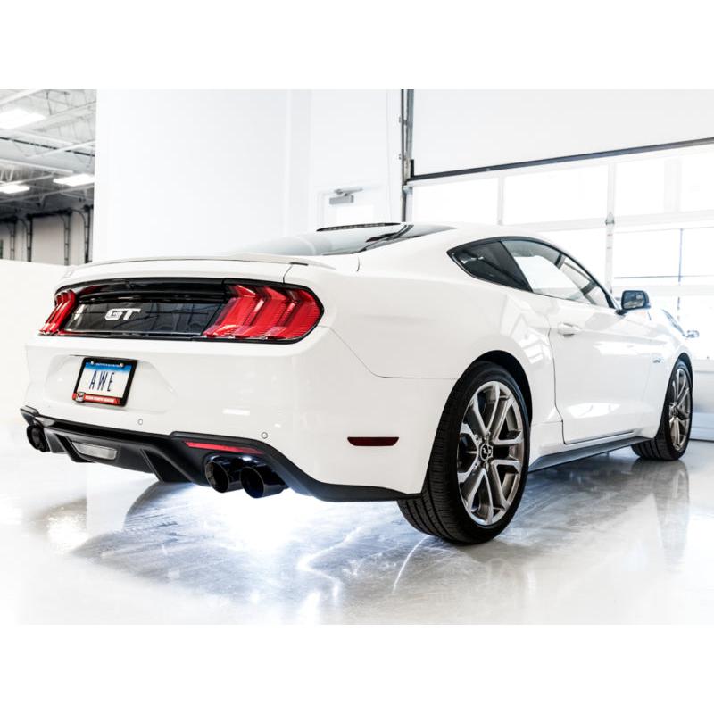 AWE Tuning 2018+ Ford Mustang GT (S550) Cat-back Exhaust - Touring Edition (Quad Diamond Black Tips)