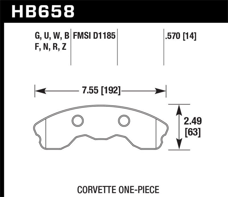 Hawk 06-13 Chevrolet Corvette Z06 DTC-60 Race Front Brake Pads (One Piece)-SR1 Performance