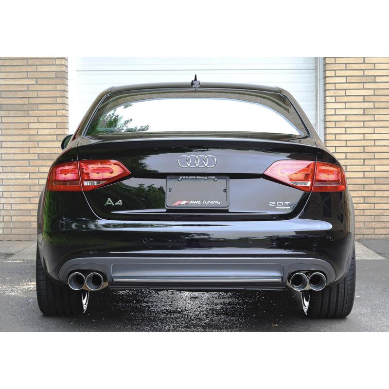 AWE Tuning Audi B8 A4 Touring Edition Exhaust - Quad Tip Polished Silver Tips - Does Not Fit Cabrio