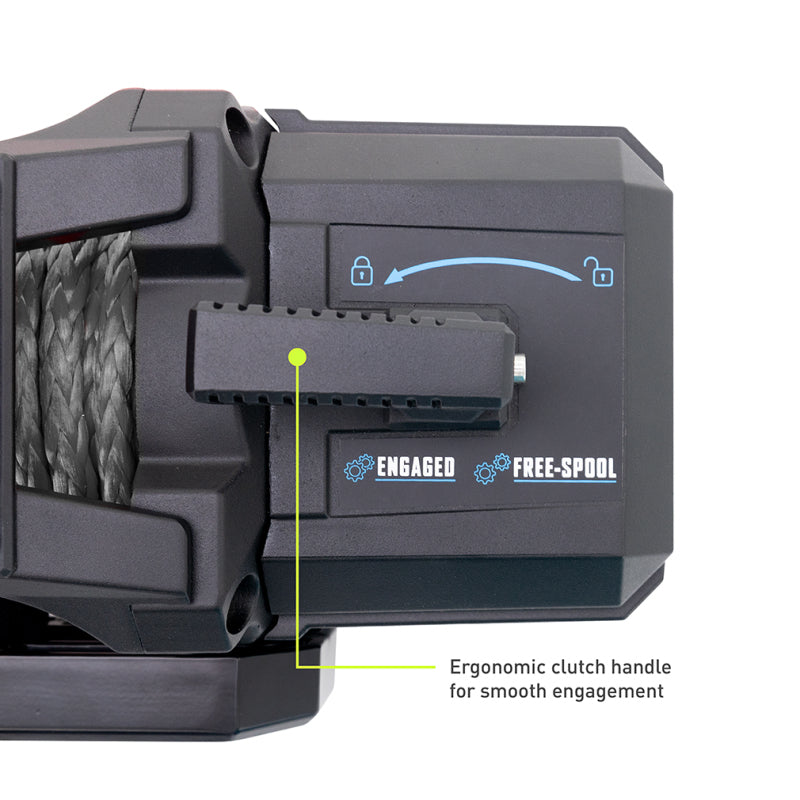 Borne Off-Road 10K Winch with Grey Synthetic Rope - Reliable 10,000 lb Capacity for Off-Road and Utility Vehicles