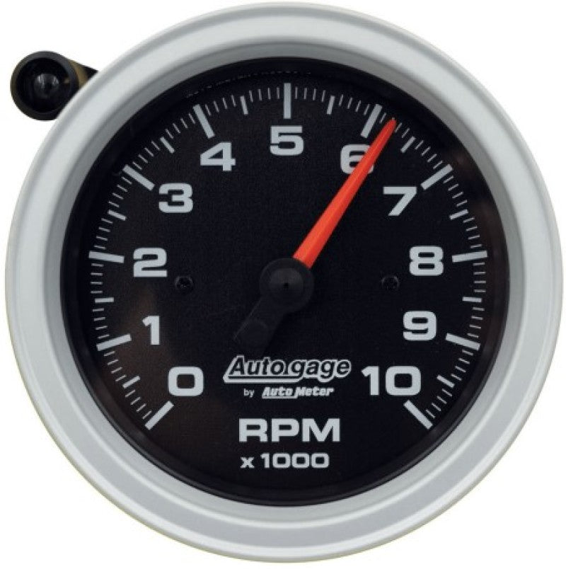 AutoMeter Tachometer Gauge 10K RPM 3 3/4in Pedestal w/Ext. Shift-Light - Black Dial/Black Case-SR1 Performance