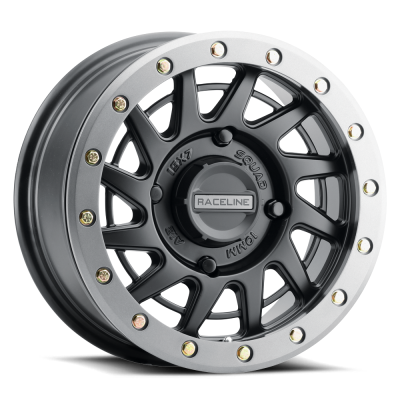 Raceline A12BG Squad 15x7 Inch Beadlock Wheel with Black and Gunmetal Ring - 4x137 Bolt Pattern, 38mm Offset, 110.18mm Bore