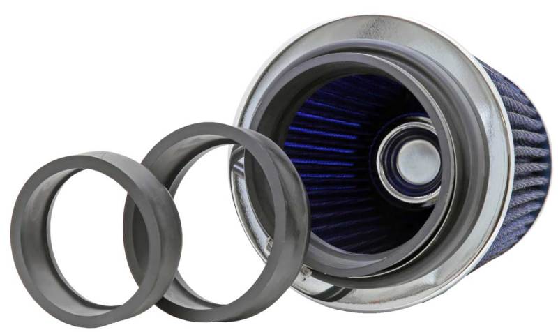 K&N Universal Air Filter Chrome Round Tapered Blue - 4in Flange ID x 1.125in Flange Length x 5.5in H-SR1 Performance