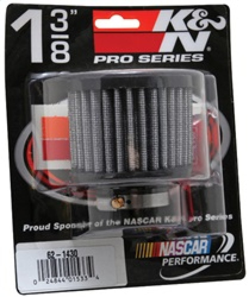 K&N 1.375in Flange ID x 3in OD x 2.5in H Rubber Base Crankcase Vent Filter-SR1 Performance