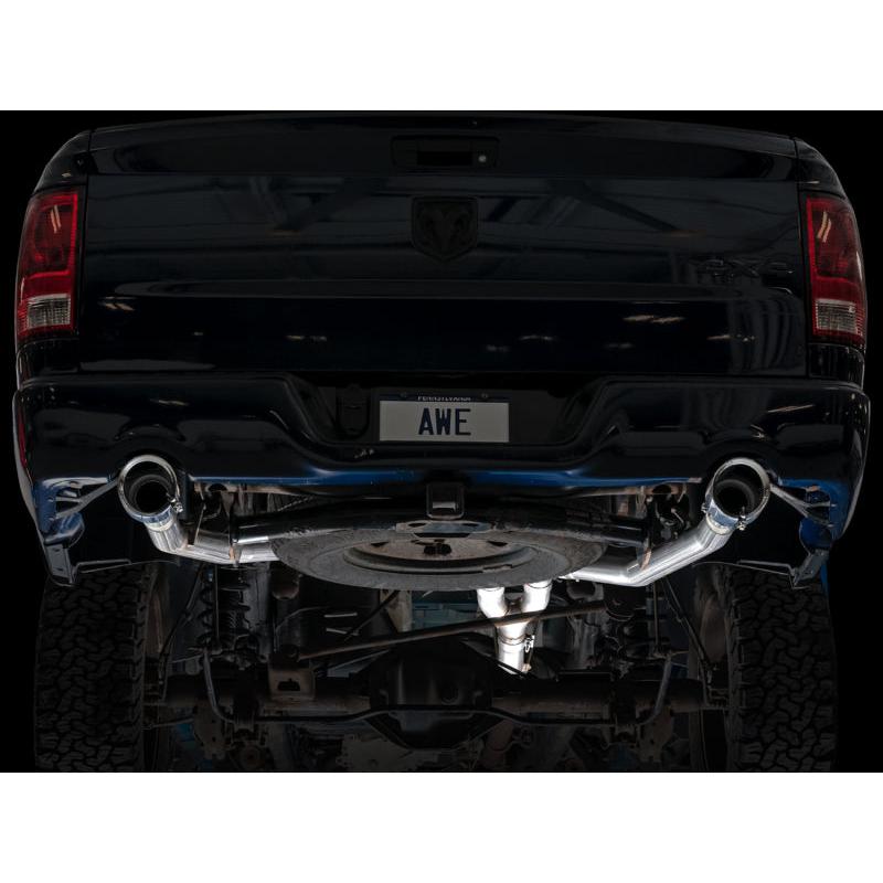 AWE Tuning 09-18 RAM 1500 5.7L (w/Cutouts) 0FG Dual Rear Exit Cat-Back Exhaust - Chrome Silver Tips