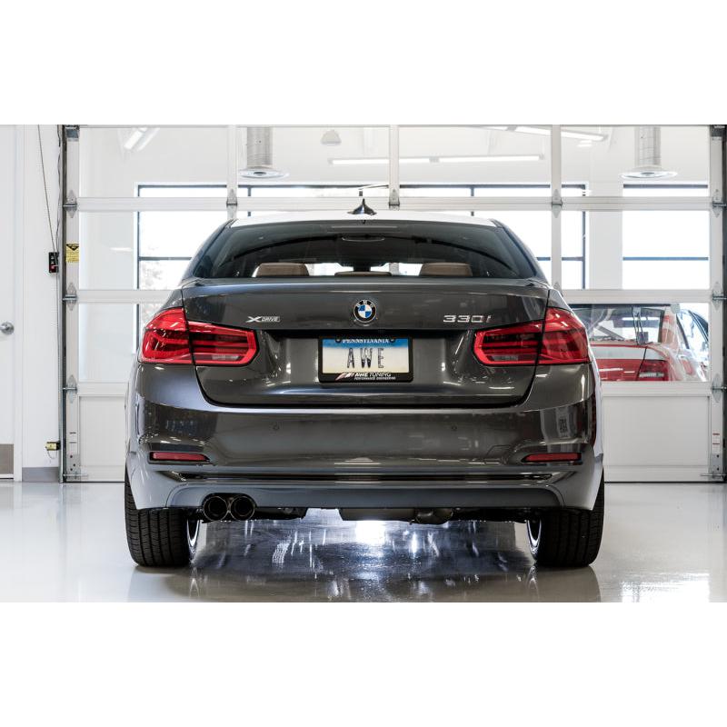 AWE Tuning BMW F3X 28i / 30i Touring Edition Axle-Back Exhaust Single Side - 80mm Black Tips