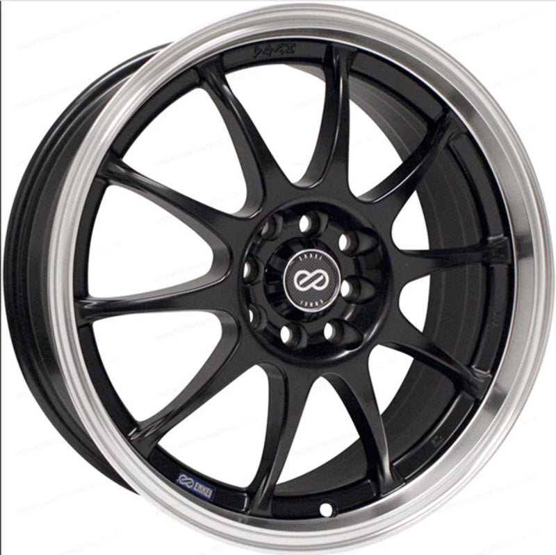 Enkei J10 16x7 4x100/108 42mm Offset 72.62mm Bore Dia Matte Black w/ Machined Lip Wheel-SR1 Performance