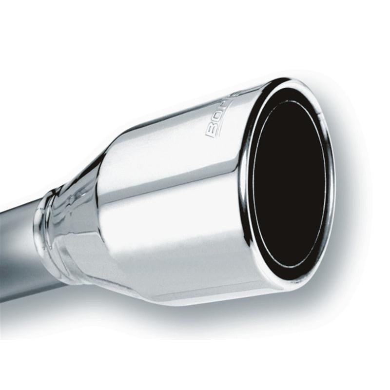 Borla 2.5in Inlet 4.5in Round Rolled Angle Cut Phantom X 7.75in Long Embossed Universal Exhaust Tips