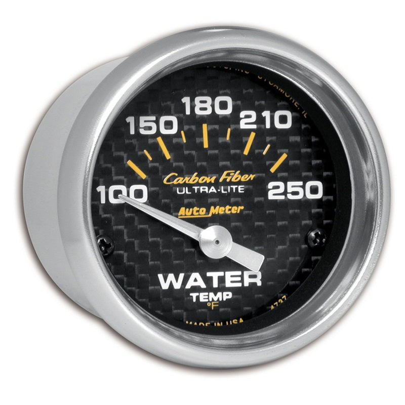 Autometer Carbon Fiber 52mm 100-250 Deg F Electronic Water Temp Gauge-SR1 Performance