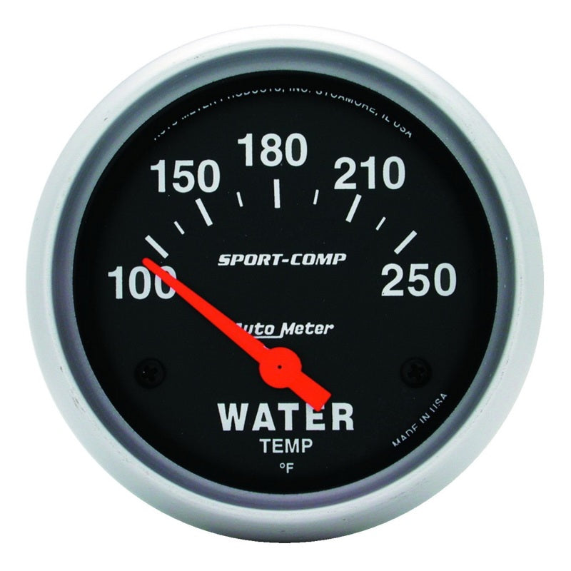 Autometer Sport-Comp 66.7mm 100-250 Deg F Short Sweep Electronic Water Temperature Gauge-SR1 Performance