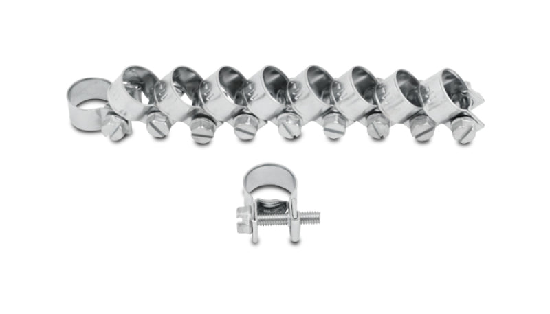 Vibrant Inj Style Mini Hose Clamps 9-11mm clamping range Pack of 10 Zinc Plated Mild Steel