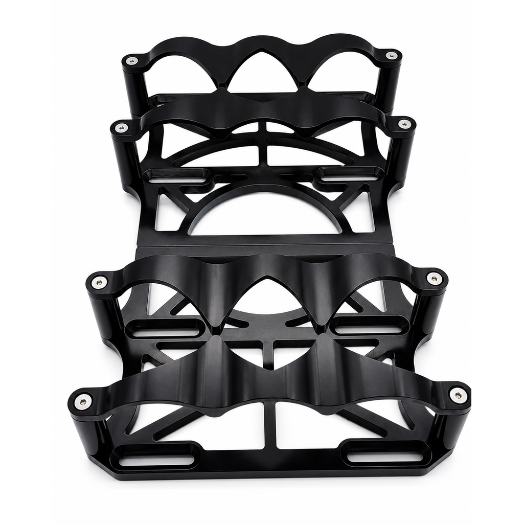 Granatelli Motor Sports 2 x 6-Volt OPTIMA Battery Tray Set – Billet Black (452201B)