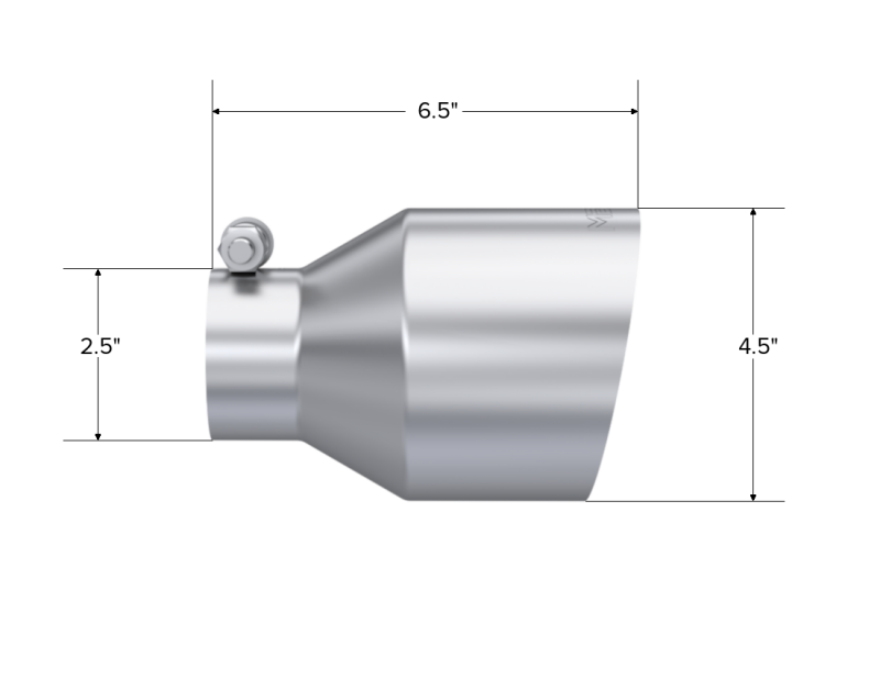MBRP Universal Stainless Steel Tip 2.5in ID / 4.5in OD Out / 6.5in Length Angle Cut Single Wall-SR1 Performance