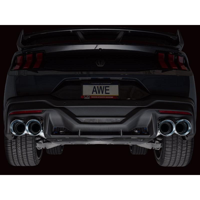 AWE 2024 Ford Mustang Dark Horse S650 RWD Track Edition Catback Exhaust w/ Quad Chrome Silver Tips