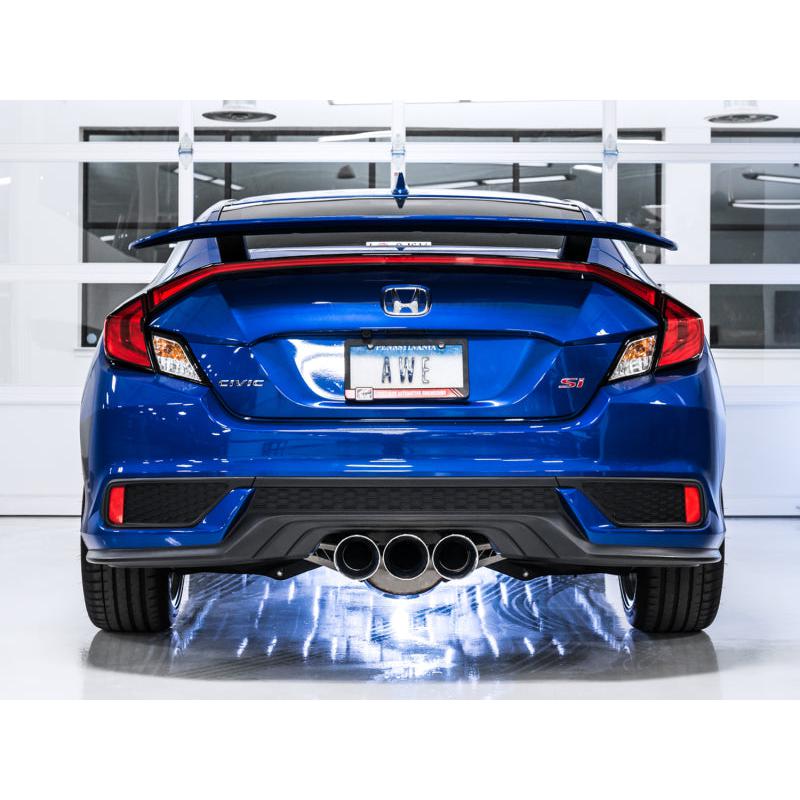 AWE Tuning 17-20 Honda Civic Si 1.5L Turbo Dual-to-Triple Tip Conversion Kit - Chrome Silver Tip