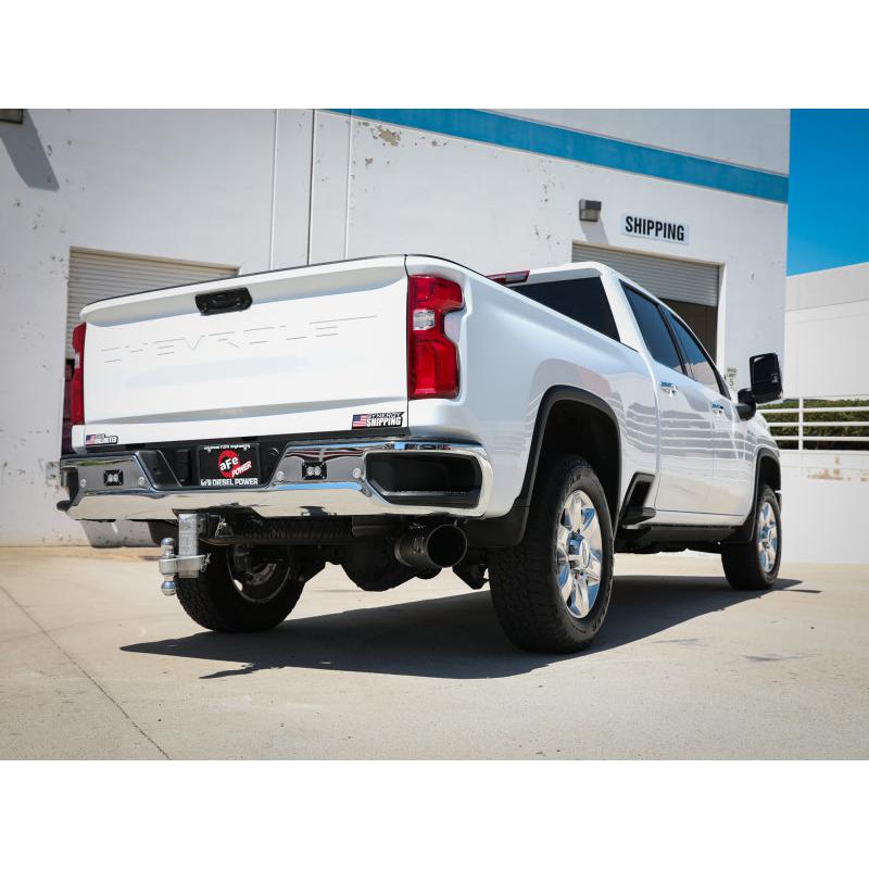 aFe Large Bore-HD 5 IN 409 SS DPF-Back Exhaust System w/Black Tip 20-21 GM Truck V8-6.6L