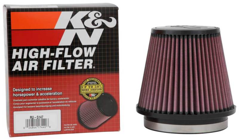 K&N Filter Universal Rubber Filter 5in Flange 6.5in Base 4.5in Top 5.5in Height-SR1 Performance