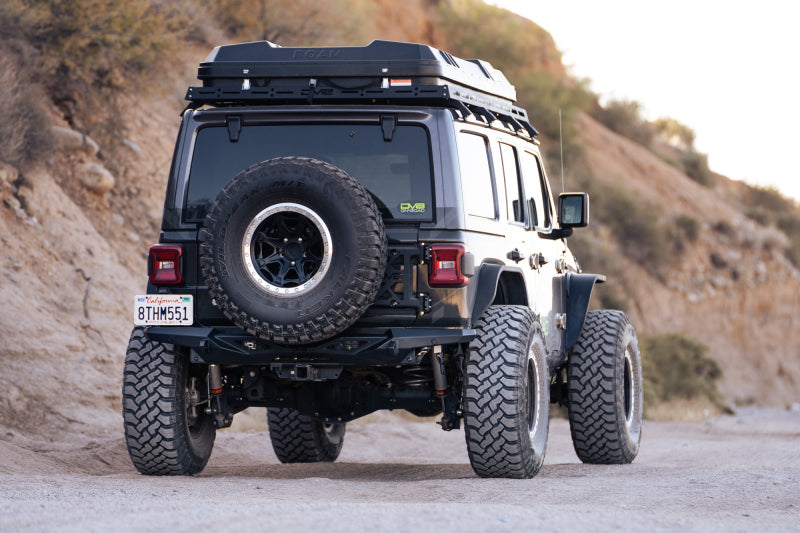 DV8 Offroad Spec Series Rear Bumper for 2018-2023 Jeep Wrangler JL - High Clearance Rock Crawling Bumper with D-Ring Mounts and Trail Lighting