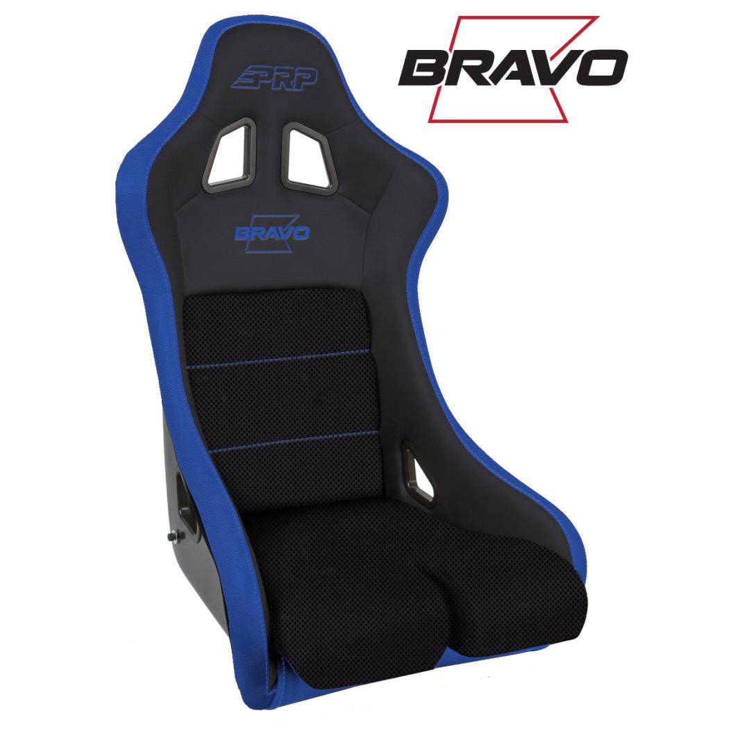 PRP Bravo Composite Seat- Black/Blue (PRP Blue Outline/Bravo Blue- Blue Stitching)