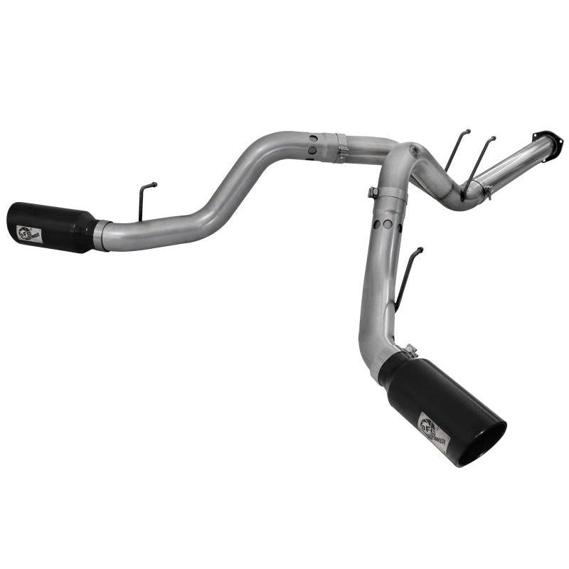 aFe Large Bore-HD 4in 409 Stainless Steel DPF-Back Exhaust w/Black Tip 15-16 Ford Diesel V8 Trucks-SR1 Performance