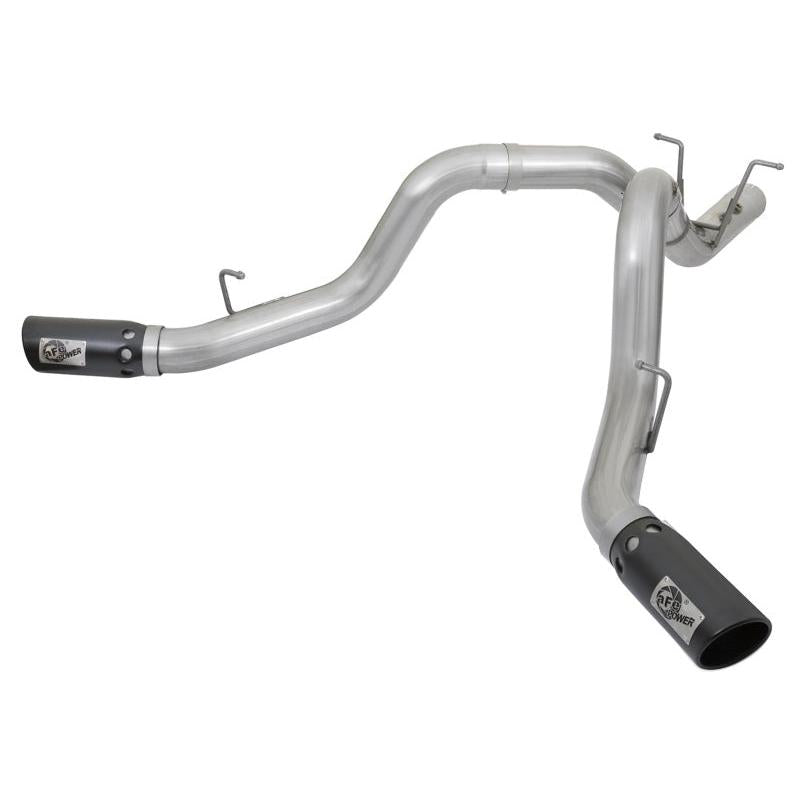 aFe ATLAS 4in DPF-Back Alum Steel Exhaust System w/Dual Exit Black Tip 2017 GM Duramax 6.6L (td)