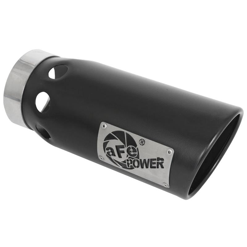 aFe Power Intercooled Tip Stainless Steel - Black 4in In x 5in Out x 12in L Bolt-On