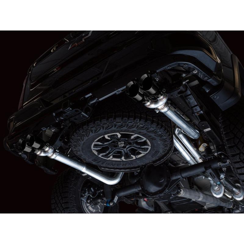 AWE Tuning 22-23 GMC Sierra 1500 AT4X 6.2L 0FG Catback Split Dual (Flat Bumper) - Diamond Black Tips