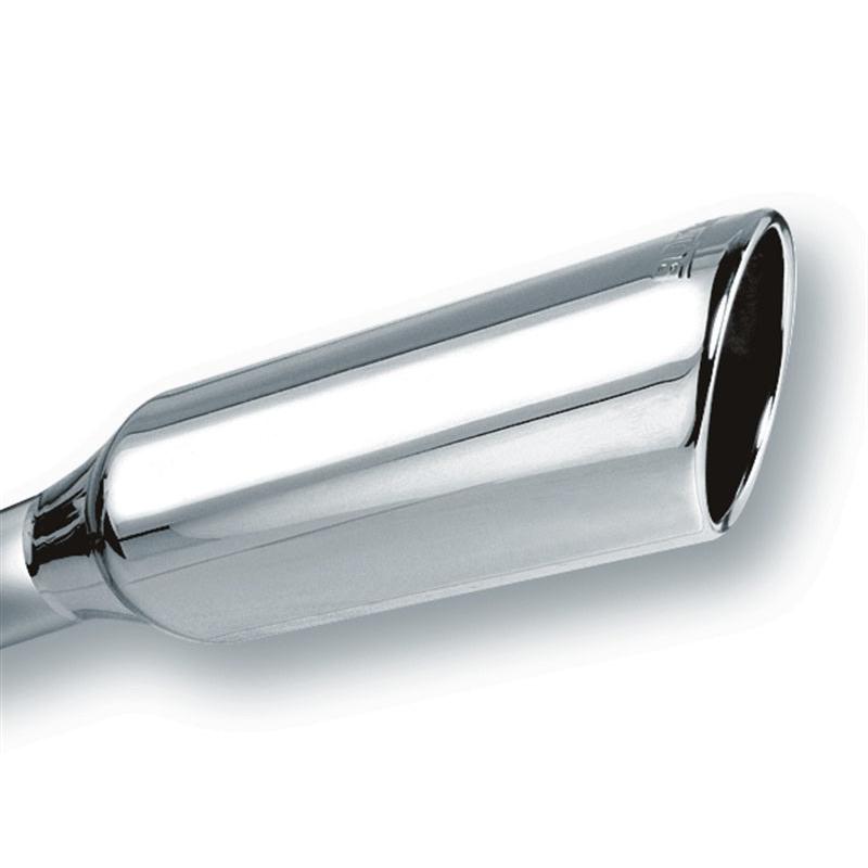 Borla 2.25in Inlet 4in Round Rolled Angle Cut x 12in Long Embossed Exhaust Tip