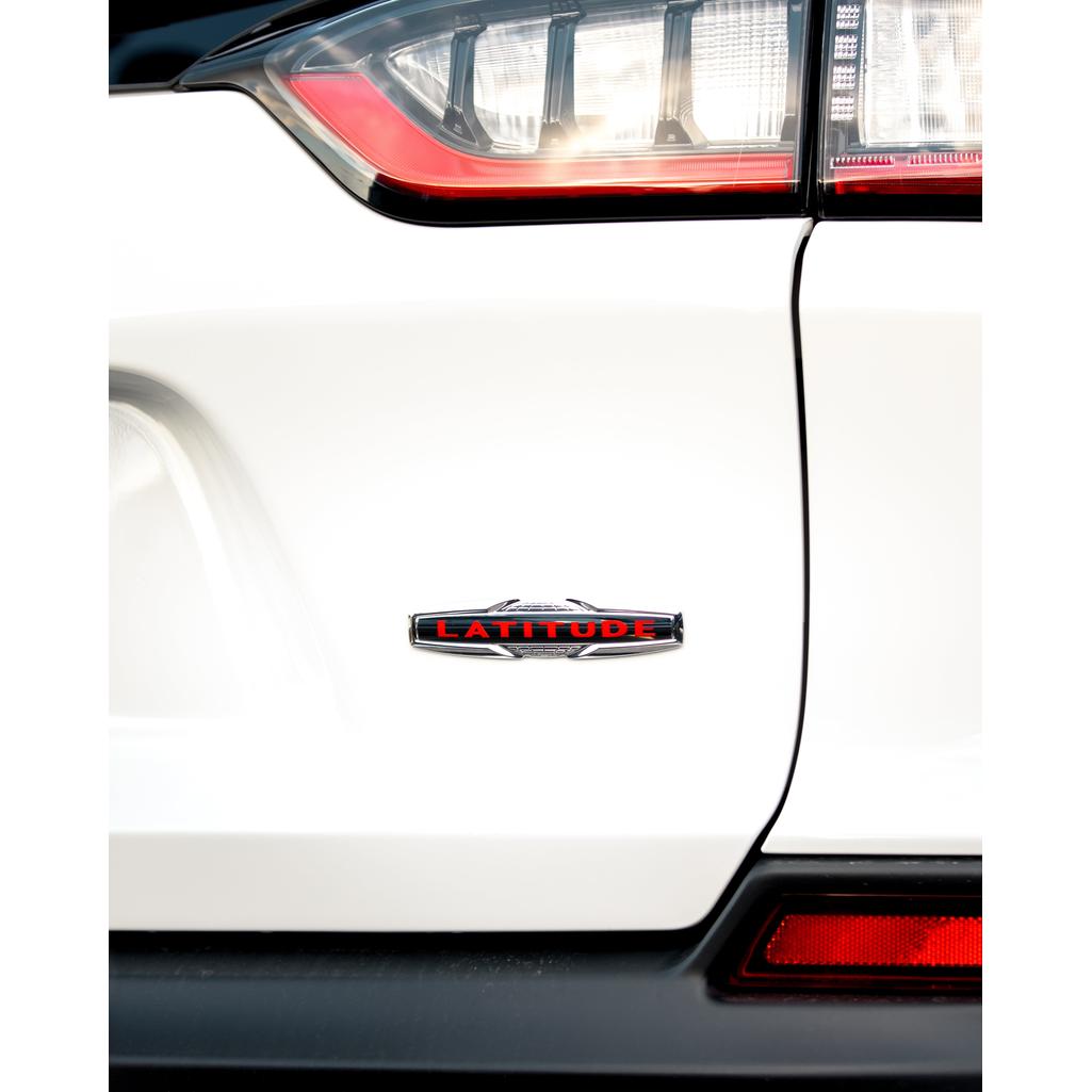LATITUDE Tailgate Emblem Overlay Decal | Fits 2014–2021 Jeep Cherokee & 2015–2022 Jeep Renegade (Excludes Latitude Plus)