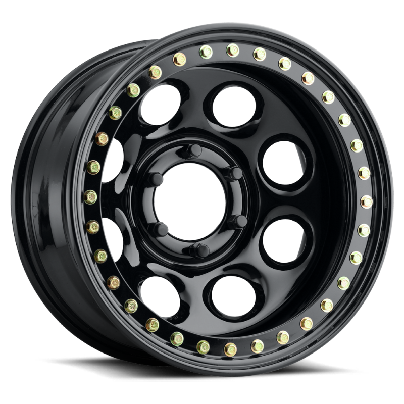 Raceline RT81 Rock 15x8-inch Beadlock Wheel - Gloss Black Finish, 5x139.7 Bolt Pattern
