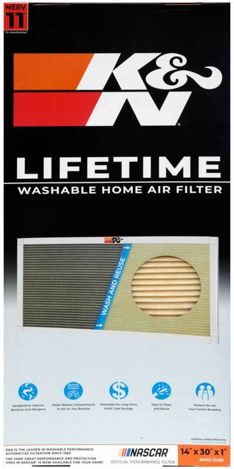 K&N HVAC Filter - 14 x 30 x 1-SR1 Performance
