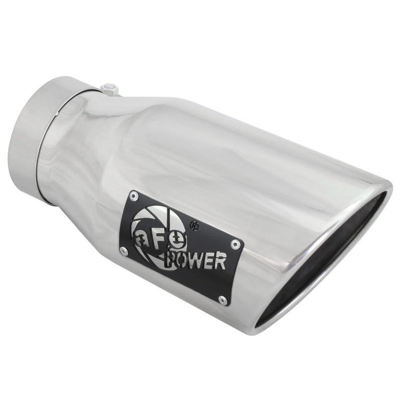 aFe MACH Force-XP 304 SS Right Side Single Wall Polished Exhaust Tip 4in Inlet x 6in Outlet x 12in L-SR1 Performance