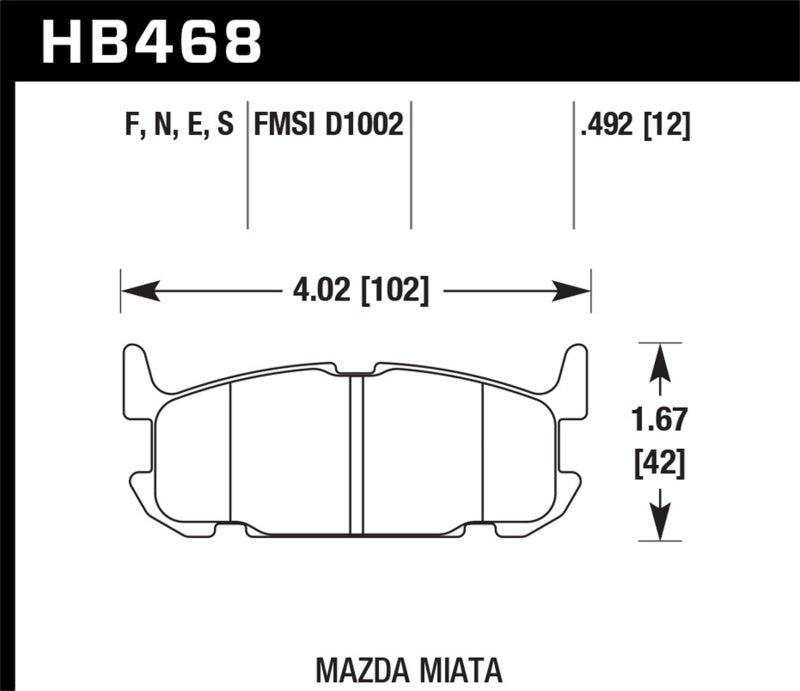 Hawk 03-05 Miata w/ Sport Suspension HP+ Street Rear Brake Pads (D1002)-SR1 Performance