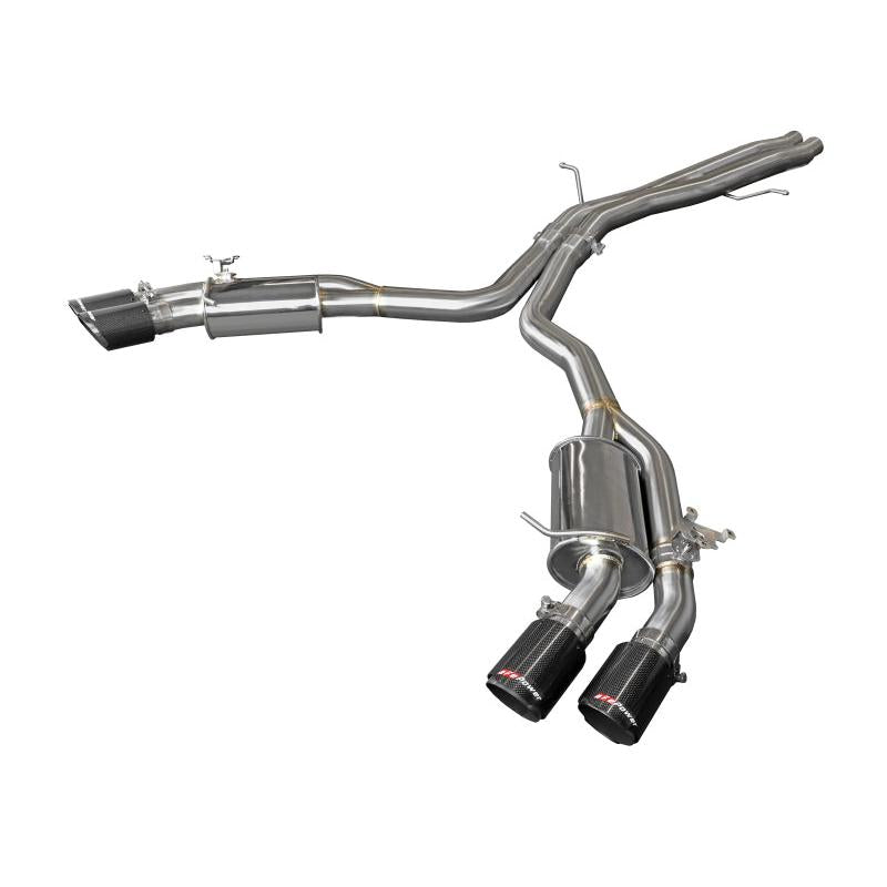 aFe 18-20 Audi RS5 Coupe MACH Force-Xp 3in to 2.5in 304 SS Axle-Back Exhaust System-Quad Carbon Tips-SR1 Performance