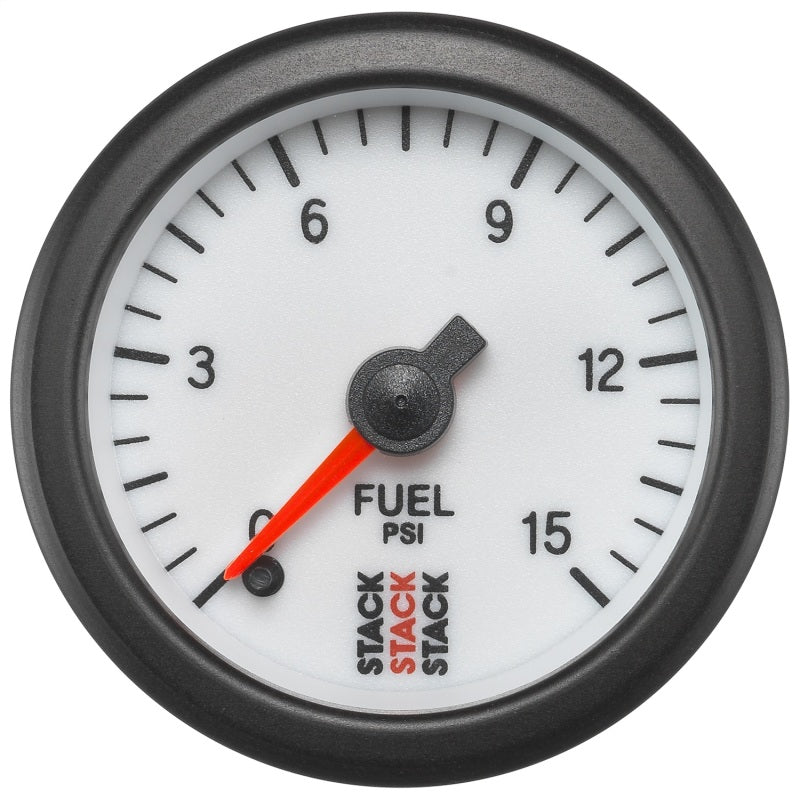 Autometer Stack 52mm 0-15 PSI 1/8in NPTF Male Pro Stepper Motor Fuel Pressure Gauge - White-SR1 Performance