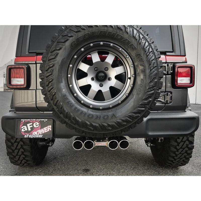 aFe Rebel Series 2.5in. 304 SS C/B Exhaust System 2018 Jeep Wrangler (JL) V6-3.6L - Polished Tip-SR1 Performance