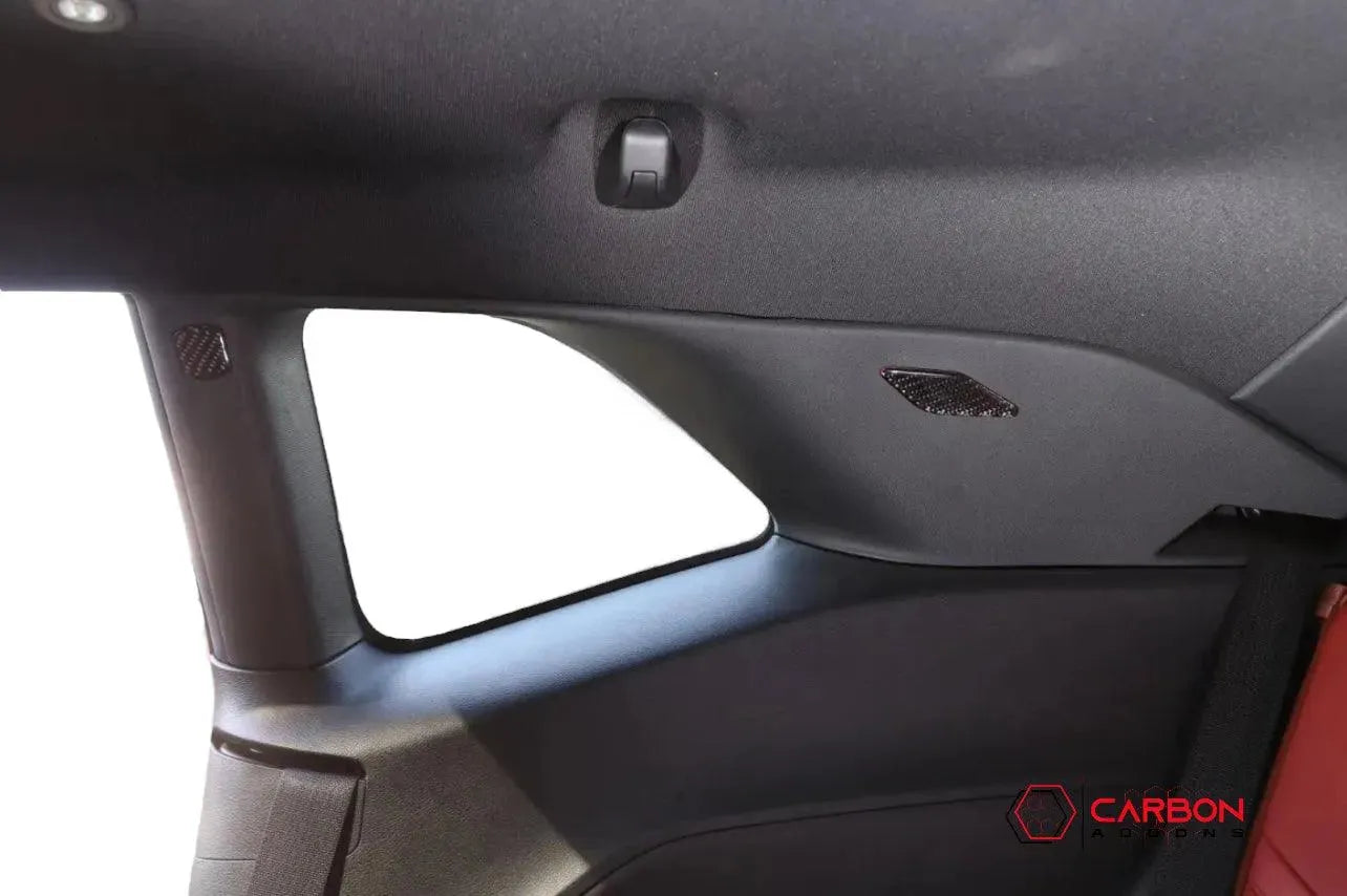 [4pcs] Carbon Fiber Interior Rear Seat Side Trim Overlay for Dodge Challenger 2015-2023 - carbonaddons Carbon Fiber Parts, Accessories, Upgrades, Mods