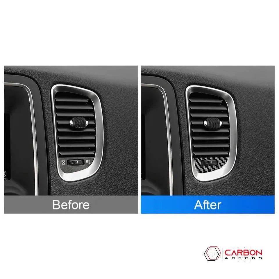 [4pcs] Real Carbon Fiber Dash AC Vent Control Trim Overlay for 2011-2020 Dodge Durango - carbonaddons Carbon Fiber Parts, Accessories, Upgrades, Mods