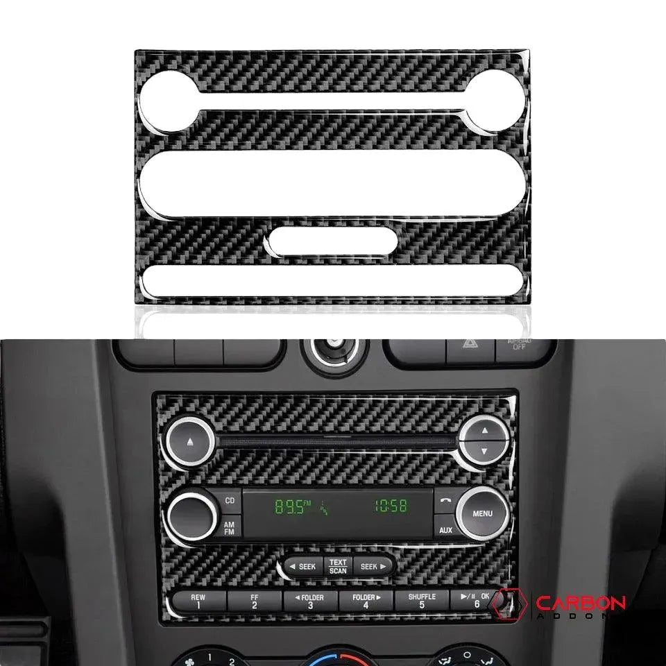 [4pcs] Real Carbon Fiber Infotainment Radio Trim Overlay | Ford Mustang 2005-2009 - carbonaddons Carbon Fiber Parts, Accessories, Upgrades, Mods