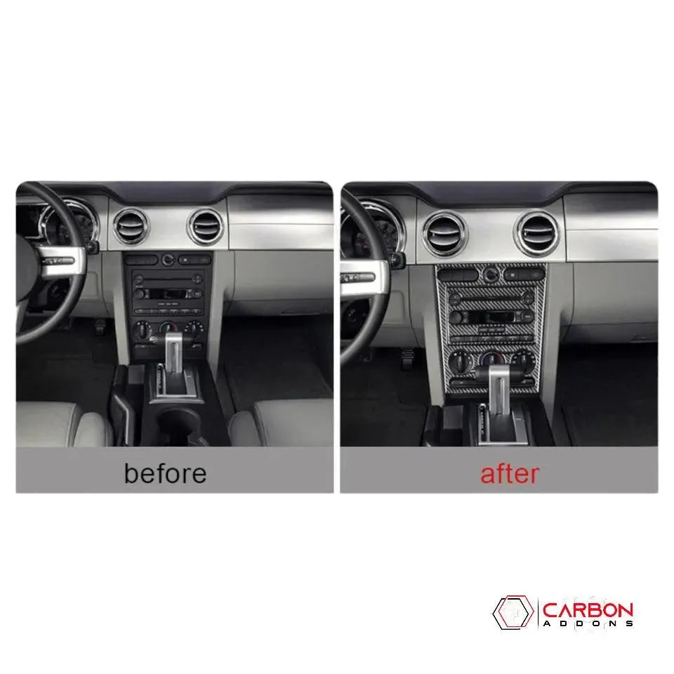 [4pcs] Real Carbon Fiber Infotainment Radio Trim Overlay | Ford Mustang 2005-2009 - carbonaddons Carbon Fiber Parts, Accessories, Upgrades, Mods
