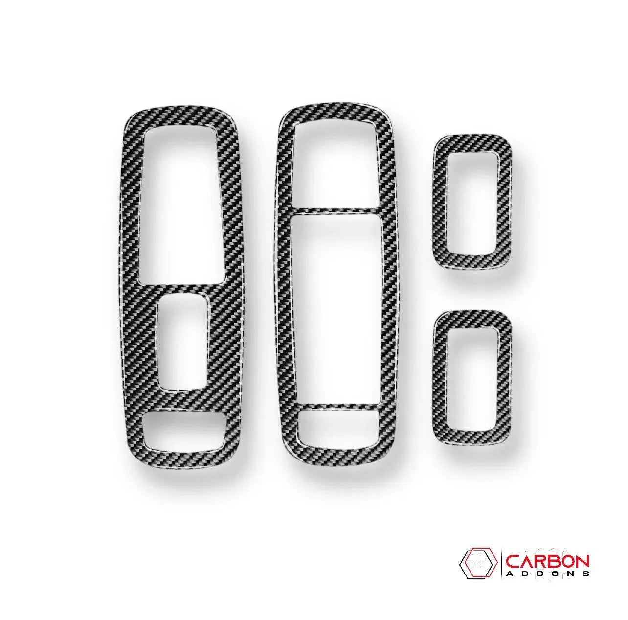 [4pcs] Real Carbon Fiber Window Switch Trim Overlay for 2011-2022 Dodge Durango - carbonaddons Carbon Fiber Parts, Accessories, Upgrades, Mods