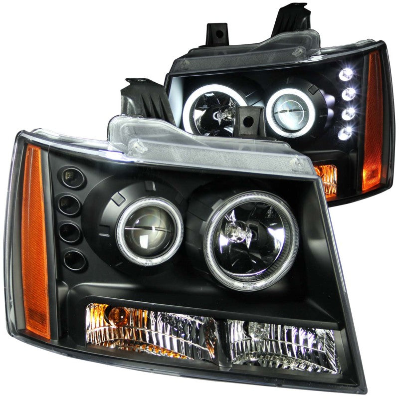 ANZO 2007-2013 Chevrolet Avalanche Projector Headlights w/ Halo Black (CCFL)