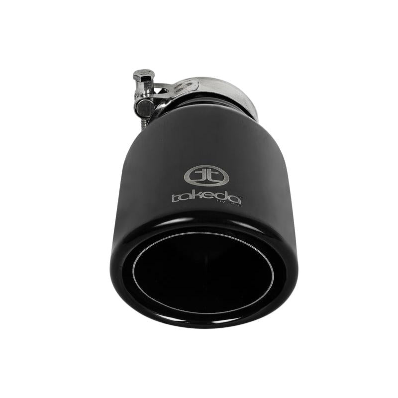 aFe Takeda 304 Stainless Steel Clamp-On Exhaust Tip 2.5in.Inlet / 4in Outlet - Black-SR1 Performance