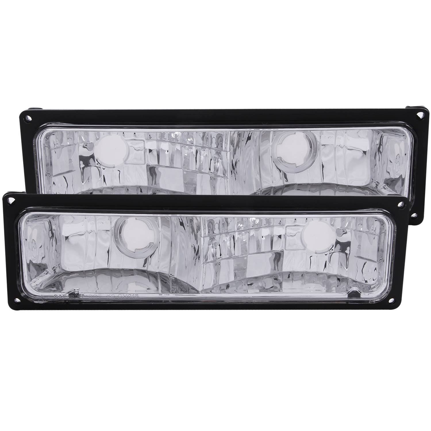 CHEVY/GMC C/K1500/2500 88-98 / C/K3500 88-00 / SUBURBAN 92-99 / BLAZER (FULL-SIZE) 92-94 / TAHOE 95-99 / YUKON 92-99 EURO PARKING/SIGNAL LIGHTS CHROME W/ BLACK FRAME CLEAR LENS