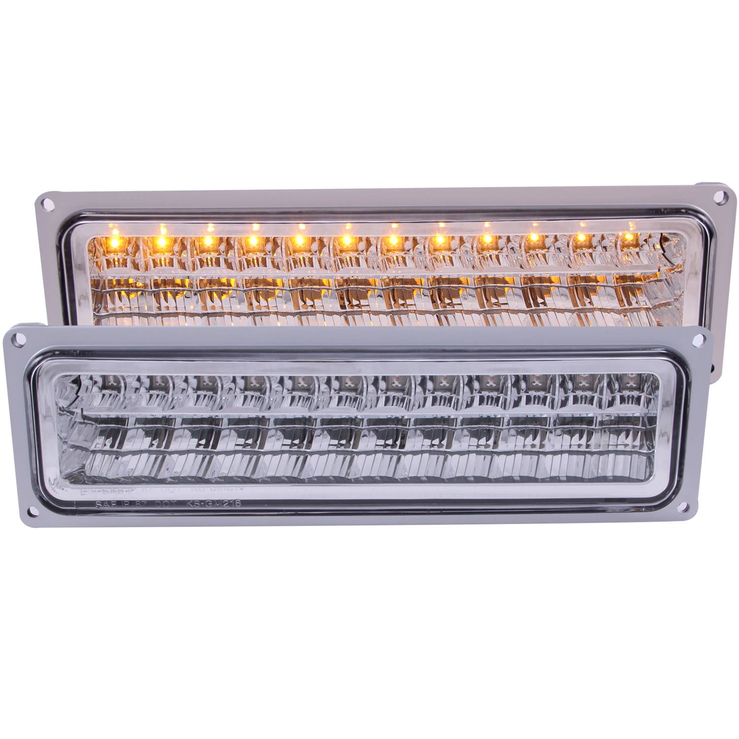 CHEVY/GMC C/K1500/2500 88-98 / C/K3500 88-00 / SUBURBAN 92-99 / BLAZER (FULL-SIZE) 92-94 / TAHOE 95-99 / YUKON 92-99 LED PARKING/SIGNAL LIGHTS CLEAR CHROME